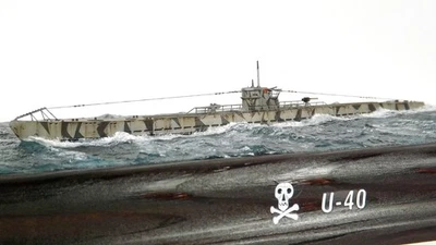 U-Boat type IX A U40 German Submarine 1/350 Sea diorama WW2 Built and painted - Image 1 of 4