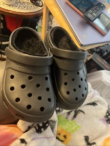 Crocs Zoccoli Uomo 4 Donna 6 Grigio Foderato in Pile Mule Slip-On Comfort Gomma - Foto 1 di 4