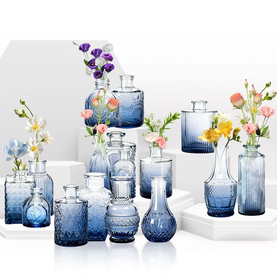 16 Stück Kleine Glasvase Glasvasen-Set Dekovasen für tischdeko Geburtstag Party - Bild 1 von 4