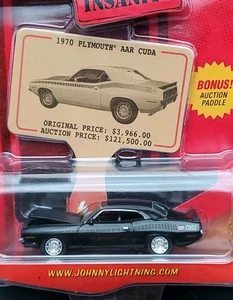 Johnny Lightning AUCTION INSANITY Black 1970 Plymouth AAR CUDA 1/64  - Picture 1 of 3