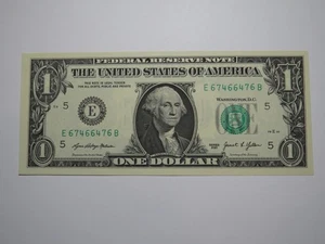 $1 2021 Radar Serial Number Federal Reserve Currency Bank Note Bill UNC 67466476 - Picture 1 of 2