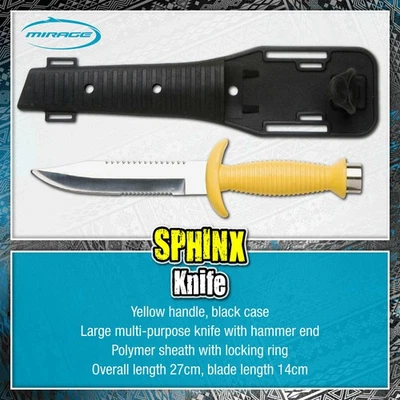 MIRAGE Sphinx Knife Yellow Spearfishing Scuba Snorkelling - image 1 of 2