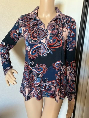 NWT Johnny Was fall paisley L/S swing polo top XS - Image 1 of 4