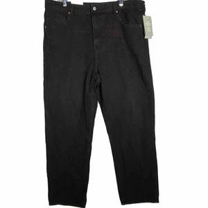 NEW H&M Black Denim High Waist Jeans 90s Straight Women’s Size 18 - Picture 1 of 7