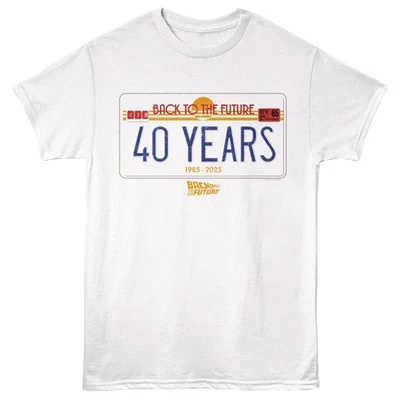 Camiseta Película Regreso al Futuro 40 AÑOS PLACA 1995 - 2025 Nueva Oficial Blanca Foto 1 de 3