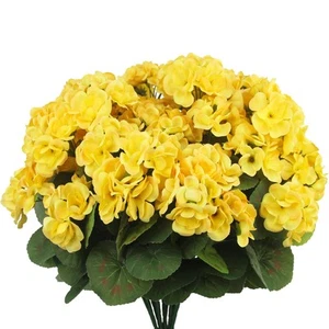 8 Pcs Artificial Geraniums Flowers - UV Resistant Silk Bush for Outdoors, Yel... - Picture 1 of 7