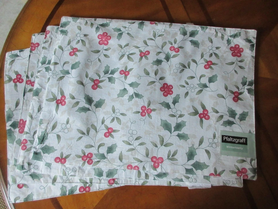 Juego de 4 manteles individuales de tela Winterberry Pfaltzgraff nuevos con etiquetas Foto 1 de 1