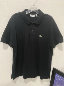 Lacoste Classic Fit Men’s Size US XXL FR 7 Black Cotton 2 Button Polo Shirt - Picture 1 of 11