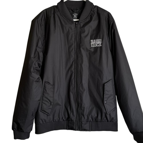 Hard Luck Mfg Coach Logo OG Giacca Nylon Nero Zip Anteriore Bomber Skateboard Taglia M