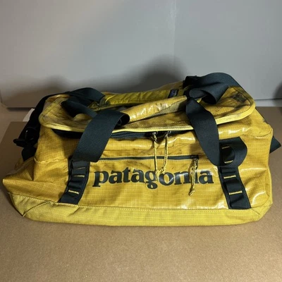 Patagonia Black Hole Duffel 45L Yellow Black Shiny Travel Bag With Straps 20x12 - Image 1 of 4