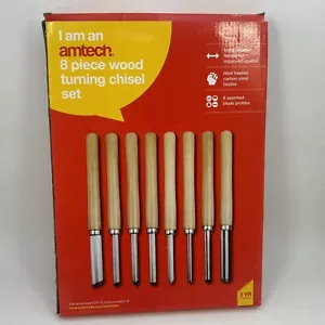 Juego de cinceles para tornear madera Amtech 8 piezas - Hoja de acero al carbono surtida E1050 - Nuevo - Imagen 1 de 4