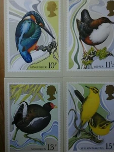 1980 BRITISH BIRDS PHQ 41 SET OF 4 CARDS FDI REAR WITH GUTTER PAIRS PICT H/S - Picture 1 of 5
