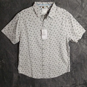 Cactus Man Ricky Singh Men’s Bird Print Shirt Size XL Yarn Dyed Melange NWT - Picture 1 of 16