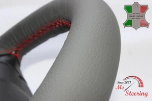 FOR SUBARU CROSSTREK 14-14 GREY LEATHER STEERING WHEEL COVER, CLOSED EDGES, RED - Imagen 1 de 6