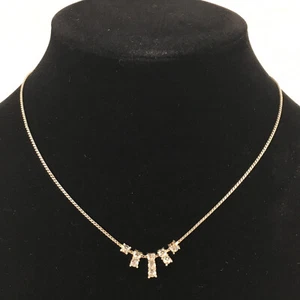 Signed Napier White Rhinestones Set in Silver Tone Blocks Chain Necklace Vintage - Picture 1 of 12