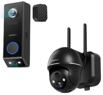 Dual Lens Doorbell Camera Wireless with Chime, 2K HD Video Doorbell Wireless Bat - Image 1 of 4