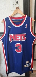 VTG NBA Adidas Soul HWC New Jersey Nets Drazen Petrovic 3 Mens Medium SEWN Blue - Picture 1 of 11