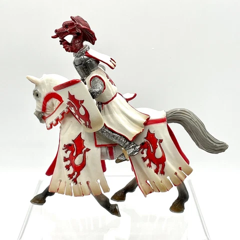 Schleich World of Knights Red & White Dragon Horse & Knight 2005 #70046 No Lance Cover