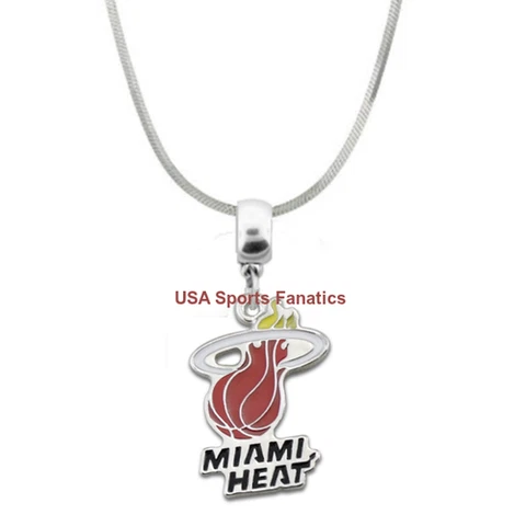 NBA Miami Heat Team Logo Pendant Necklace On A 925 Snake Chain Cover