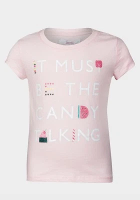 NEW Sugar Squad Girls Baby Pink "Candy Talking" Motif T-Shirt - Age 7 - 8 Years - Image 1 of 2