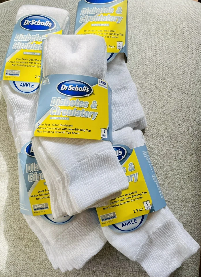 10 pr Dr. Scholl’s Diabetic Ankle Socks White Large New - Image 1 of 1