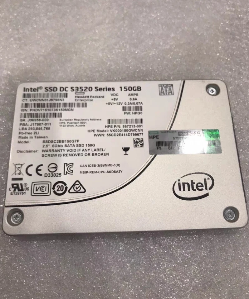 Intel SSD DC S3520 Series 150GB Solid State Drive HPE:867213-001(SSDSC2BB150G7P) - Image 1 of 1