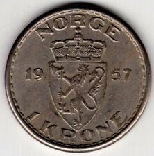 1957 NORWAY 1 KRONE WORLD COIN
