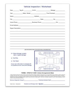 100 Vehicle Inspection Worksheets #7295 / 8.5" x 11" / 1 Pad - Picture 1 of 1