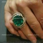 4 CT Cushion Cut Lab-Created Emerald Halo Wedding Ring Real 925 Sterling Silver