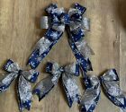 Luxury Navy Blue/Champagne Christmas Tree bows 8" Tree bows or 11" Tree Top bows