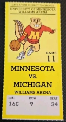 Minnesota Michigan Wolverines Basketball Ticket Stub 1/31 1991 G Demetrius Calip - Image 1 of 2