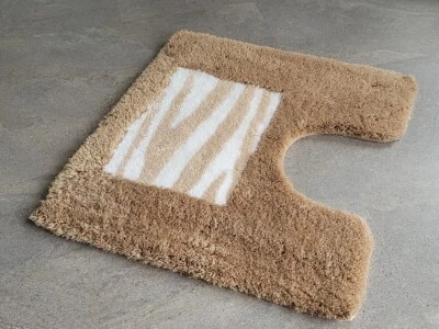  Safari Taupe-Beige WC-Vorleger m. Ausschnitt 55x50cm Florhöhe: Hoch-Tief-Effekt - Bild 1 von 4