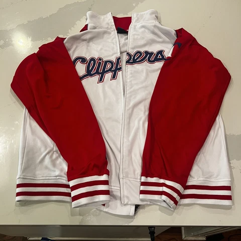 Mens Authentic Majestic Angeles Clippers Sweater Red Blue Polyester Size 2XlTall Cover