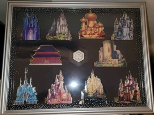 Disney Castle Collection Pin Set Complete With Collector Frame And Pins - Picture 1 of 1