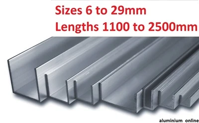 ALUMINIUM CHANNEL U  PROFILE 6mm 10mm 13mm 16mm 19mm 22mm 25mm 29mm select size - Image 1 of 4