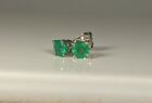 Emerald Natural Stud NEW 14K WG Certified 4.6mm .80TCW Round White Gold Earrings
