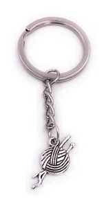 Wool Knitting Ball of Wool Key Ring Pendant Silver Made of Metal - Picture 1 of 1