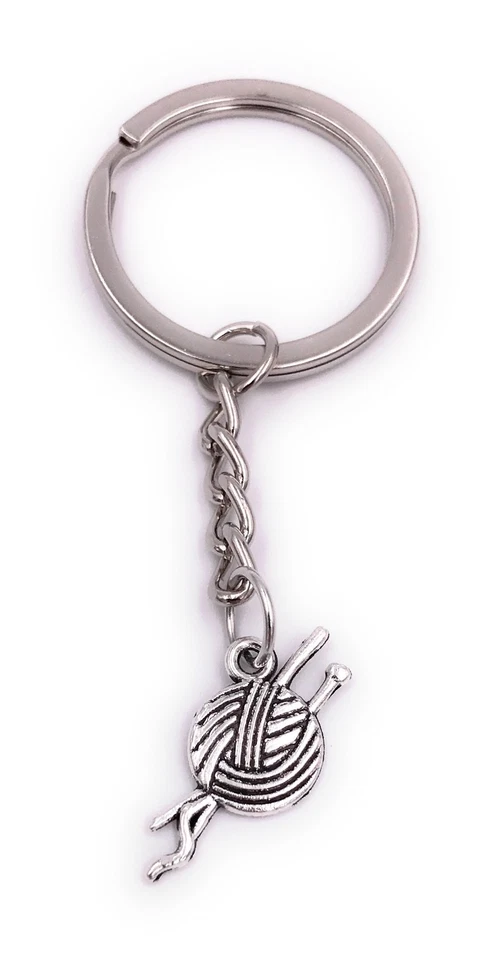 Wool Knitting Ball of Wool Key Ring Pendant Silver Made of Metal - Image 1 of 1