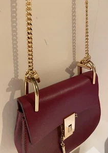 Chloe Drew Mini Leather Shoulder burgundy Women's Bag - Picture 1 of 12