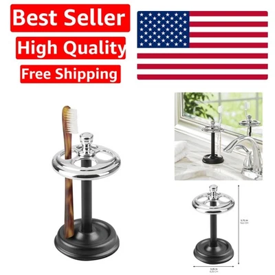 Suporte para escova de dentes chique cromado e preto aço inoxidável – organizador de 4 seções - Imagem 1 de 4