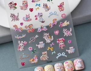Adesivi Nail Art 5D in rilievo simpatici gatti giocosi TS-068 - Foto 1 di 1