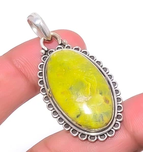Atlantisite Stichite Silver Plated Bali Pendant 1.95" A357, Christmas Gift - Picture 1 of 6