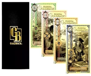 LOTE 4 X BILLETES FLORIDA GOLDBACK AURUM ORO 24K 1/2, 1, 2 Y 5 DENOMINACIONES - Imagen 1 de 10