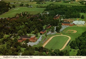 GREENSBORO N.C. COLLEGE CONTINENTAL 4X6 CHROME POSTCARD Guilford College Aerial - Picture 1 of 2