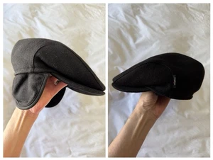 Wigens | Gr. 58 (ca. 23") | Ivy Cap schwarz Wolle flache Mütze Eat Flap Neu mit Etikett - Bild 1 von 17