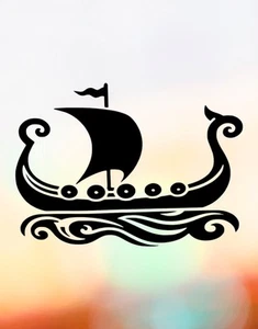 Viking Long Boat Decal Sticker MEDIUM 35cm window car wall art Norse pagan ship - Picture 1 of 12