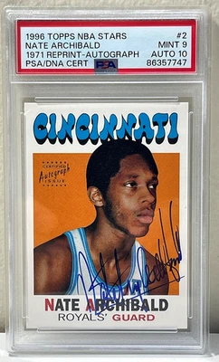 Nate Archibald 1996 Topps Stars Reprints 1971 Topps Autograph PSA/DNA 9/10(7929S - Image 1 of 2