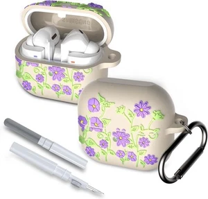 Samsung Galaxy Buds 3 Pro Flower Case, Silicone Protection with White - Picture 1 of 8