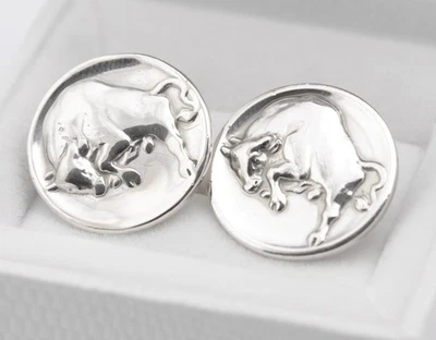 Pair Vintage Georg Jensen Sterling Silver Cufflinks Raging Bull Hallmarked 1976 - Изображение 1 из 4