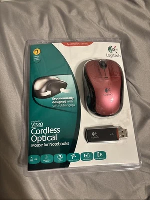 Logitech V220 Cordless Optical Mouse Pink NEW - Image 1 of 2